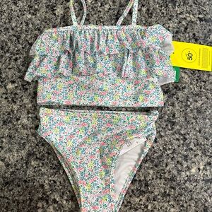 Floral Ruffle Kids Swim Suit